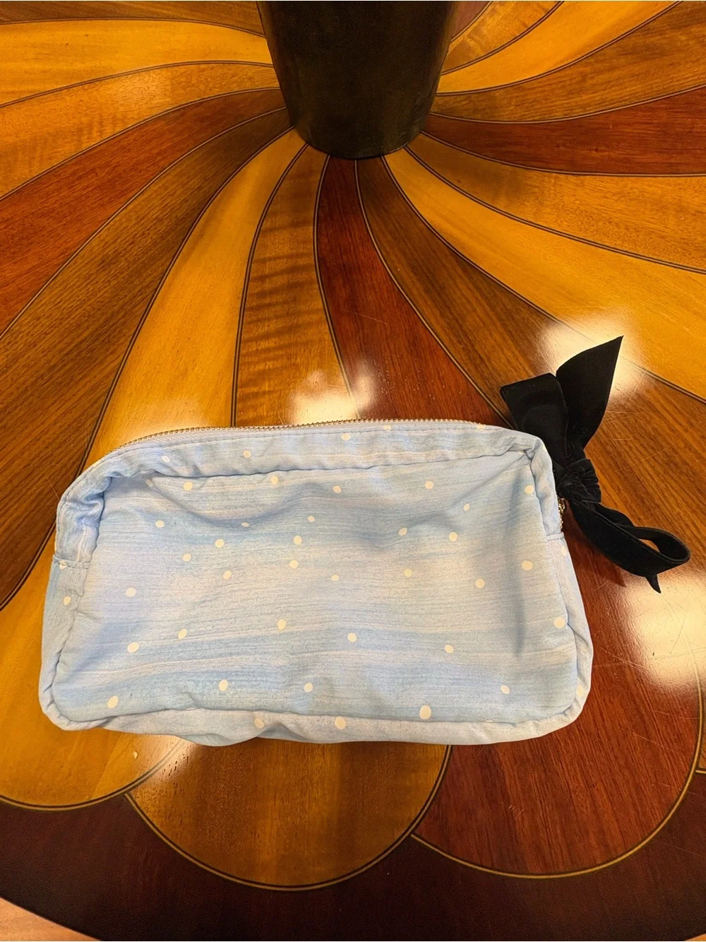 SkinMedica Light Blue Pouch with Black Bow Design